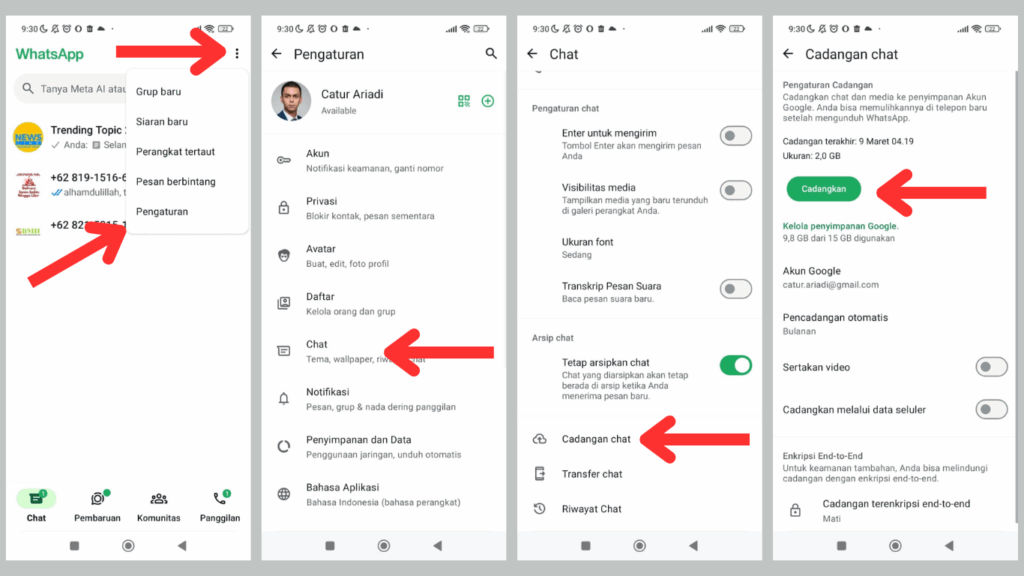 Cara Backup Chat WhatsApp di Android secara Manual