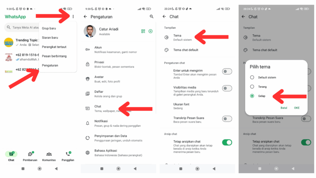 Cara Mengaktifkan Mode Gelap WhatsApp di Android